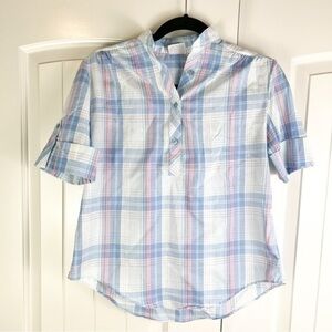 Vintage Land and Sea button down shirt womens size 8 colorful plaid short sleeve